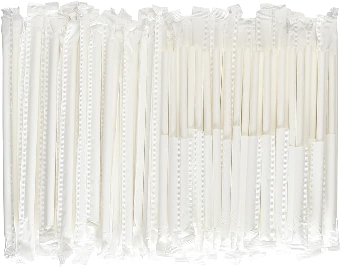 [400 Pack] Compostable Short Paper Straws Individually Wrapped, 5.75" x 0.24", Dye-free White - Great for Kids, Milk Cartons, Cocktail & Coffee