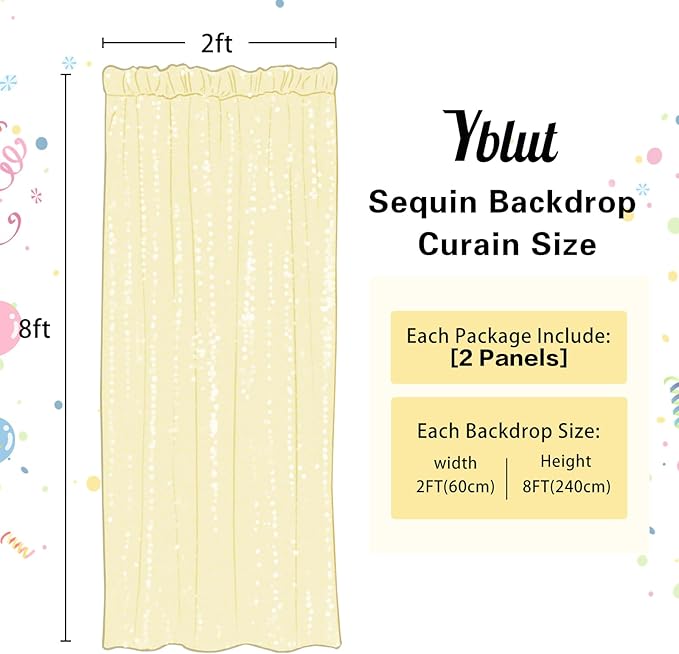 Orange Sequin Backdrop Curtain 2 Pieces 2FTx8FT Glitter Photography Backdrop for Party Wedding Birthday Christmas Decorations