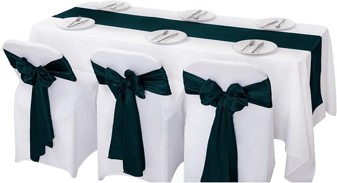 6Pack Table Runner 12 x 108 Inches Satin Silk Table Runner for Wedding, Birthday Party, Banquets, Graduations Decoration, fit Rectange and Round Table-Hunte