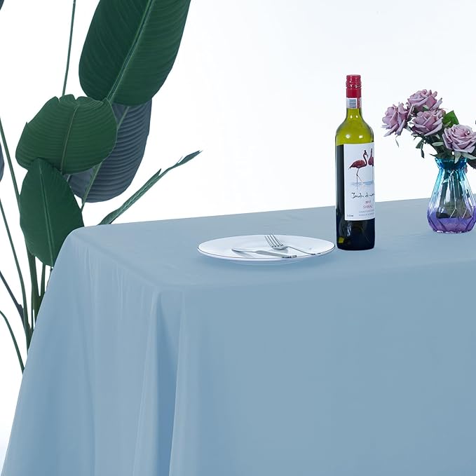 Ascoza 2pack 60x120 Inch Blue Mist Rectangular Tablecloth 6 Feet Table Cloth in Polyester Fabric for Wedding/Banquet/Restaurant/Parties