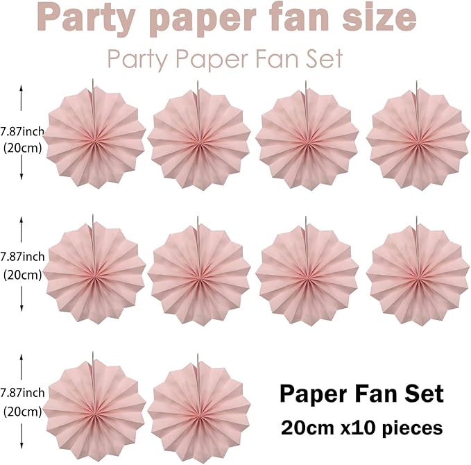 Pink Birthday Decorations,DIY Pink Paper Fans Hanging Decoration ,Party Supplies Party Fans 8in, Pink Christmas,Wedding Graduation Events Accessories 30 Color DIY Set (Baby Pink)