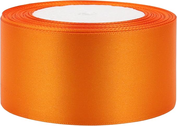 Orange Solid Satin Ribbon 2 Inch 25 Yards Solid Polyester Fabric Ribbon for Gift Wrapping Wedding Christmas Baby Shower Birthday Party Decoration Handmade Immortal Flower Craft