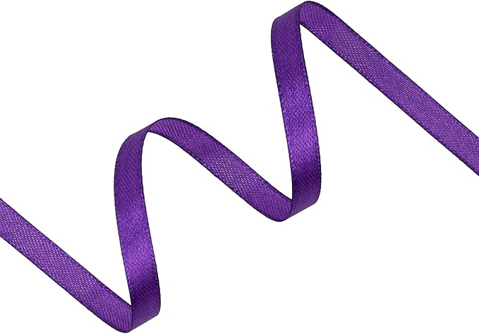 Purple Satin Ribbon 1/4 inch X Continuous 50 Yards, Single Face Polyester Ribbon Perfect for Gift Wrapping, Flower Bouquet, Wedding Decor, Crafts, Bow Making, Sewing and More