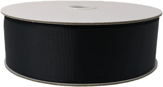 Jesep One Roll 50 Yards Soild Grosgrain Ribbon Boutique Gift Wrapping Package Ribbon, DIY Crafts Bow Hair Headband Accessories Assorted Ribbon#30 (1 1/2" 38mm, Black)