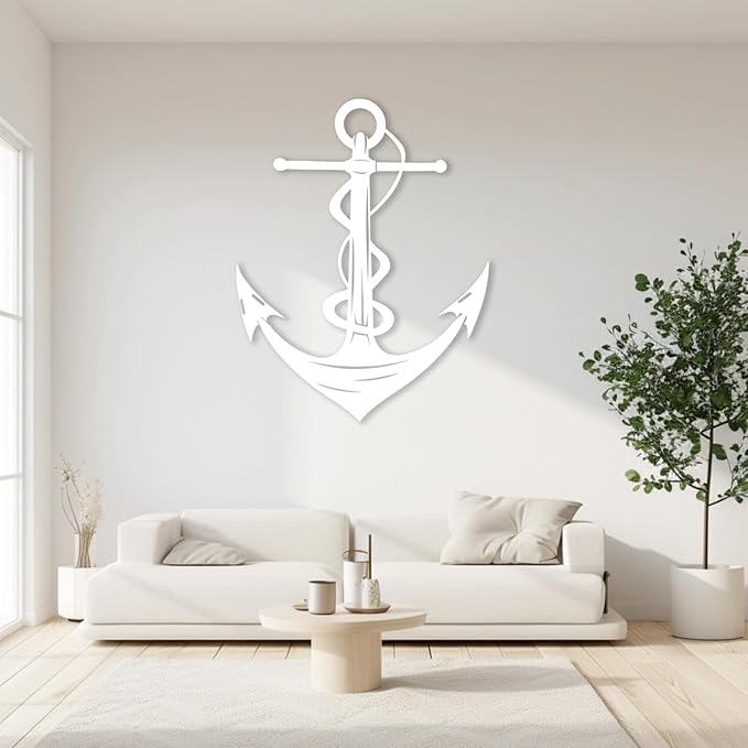 XXQ Anchor Metal Wall Decor, Anchor Metal Wall Art for Bedroom Living Room Dorm Antique Anchor Wall Decor Antique Metal Anchor Farmhouse Decor (Black, 24" x 35" / 60 x 90cm)