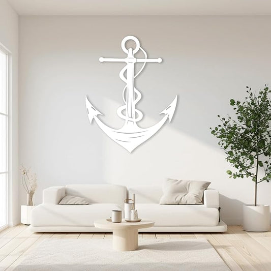 XXQ Anchor Metal Wall Decor, Anchor Metal Wall Art for Bedroom Living Room Dorm Antique Anchor Wall Decor Antique Metal Anchor Farmhouse Decor (Whhite, 35" x 53" / 90 x 135cm)