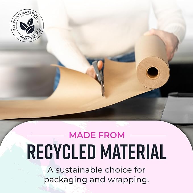 Large Brown Kraft Paper Roll - 36" x 2400" (200’) - Made in USA - Ideal for Gift Wrapping, Packing, Moving, Postal, Shipping, Parcel, Wall Art, Crafts, Bulletin Boards, Floor Cover or Table Runner