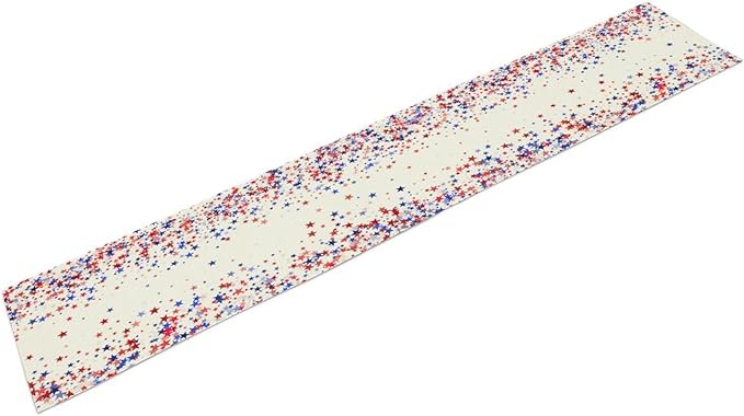 Independence Day Table Runner, 4th of July Red Blue Stars American President Day Holiday Confetti Print Table Cover for Kitchen Dining Table Indoor Outdoor Party, 13x36inch