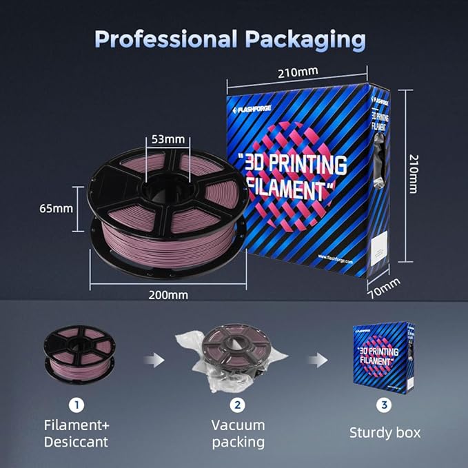 FLASHFORGE Carbon Fiber PETG Filament 1.75mm, Carbon Fiber PETG 3D Printer Filament, 1KG Spool Dimensional Accuracy +/- 0.02mm, Lightweight & Heat-Resistant & Moisture Free (Dusty Pink)