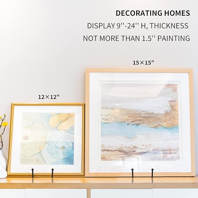 Decolore 8 Inch 3 Pack Black Metal Plate Holder Display Stands for Picture, Decorative Plate, Book, Photo Easel, Artistic Work