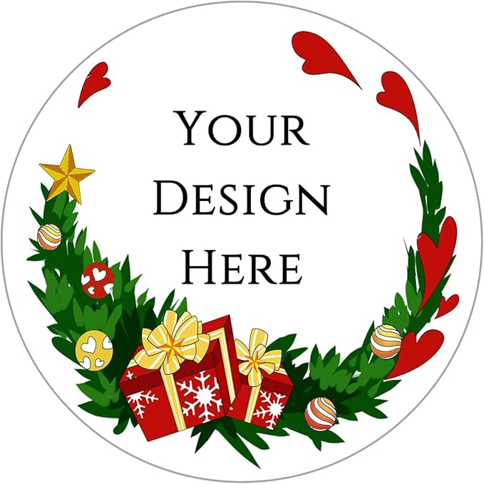 100-1000pcs Custom Stickers Merry Christmas Stickers Personalized Labels Adhesive Xmas Decorative Envelope Seals Stickers for Cards Gift Boxes(Round-7)