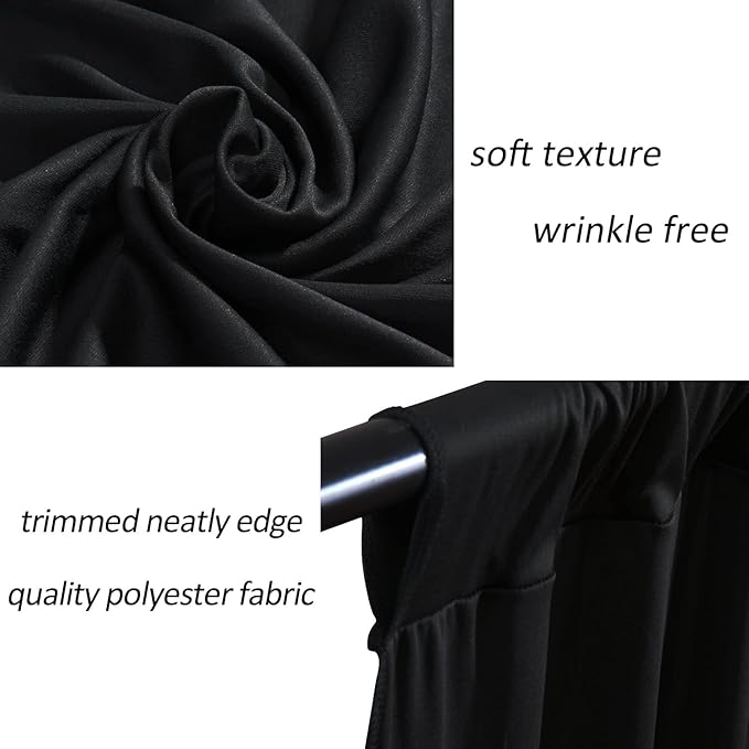 AK TRADING CO. 10 feet x 10 feet IFR Polyester Backdrop Drapes Curtains Panels with Rod Pockets - Wedding Ceremony Party Home Window Decorations - Black (Pack of 12)