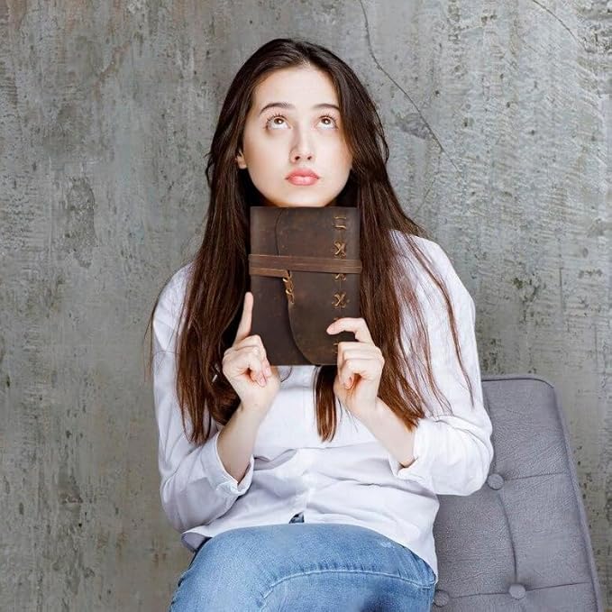 Small Leather Bound Journal with 290 Lined Pages – Handmade Vintage Writing Notebook, Travel Diary & Sketchbook for Women and Men