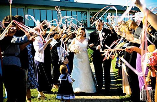 30pcs Ribbon Stick Wands Party Streamers Wedding Party Activities (Peach)