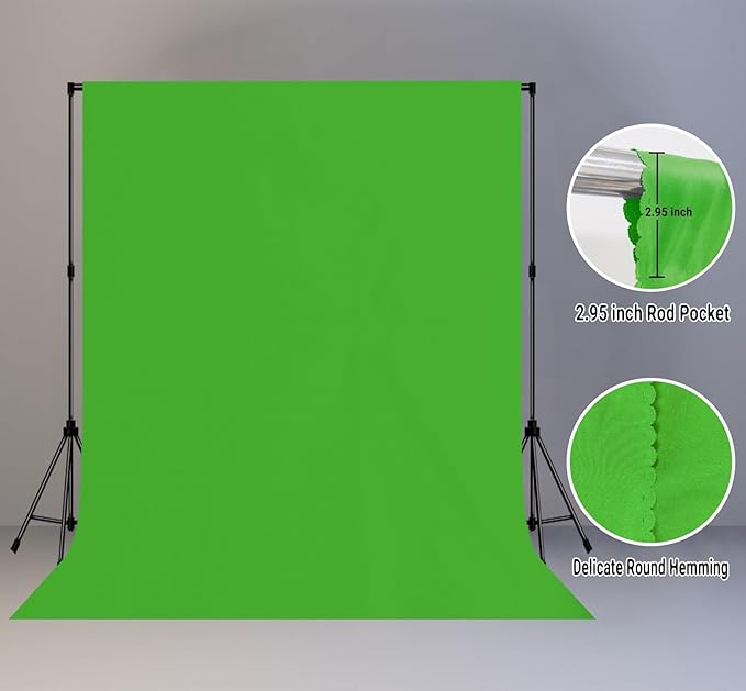 8x10FT Green High Density Fabric Screen Backdrop, Solid Color Photography Background for Video, Studio, Photo, Live, Editing