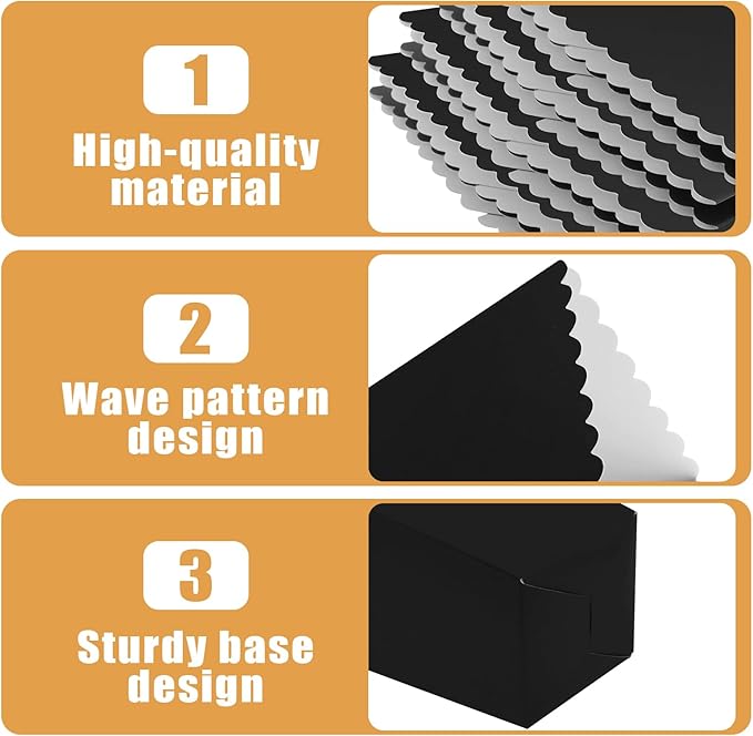 50 Pcs Popcorn Boxes Mini Paper Popcorn Box Cardboard Popcorn Container for Party Disposable Snack Candy Popcorn Bags Popcorn Holder for Movie Nights Birthday Wedding (Black)