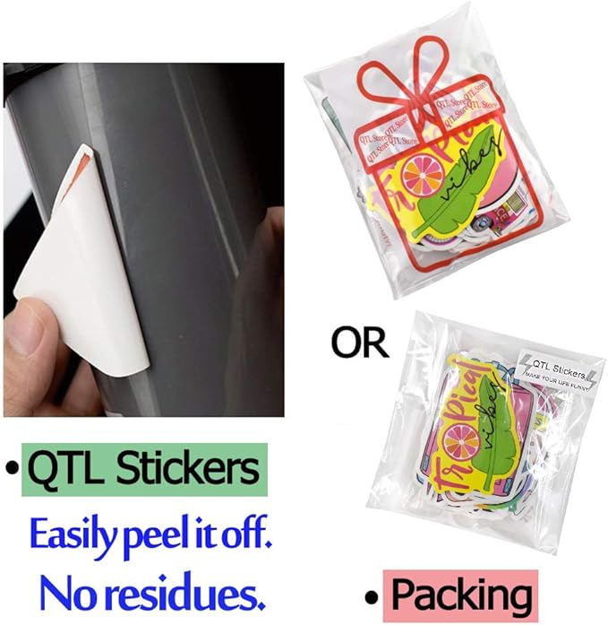 QTL Waterproof Stickers for Girls Cute Stickers for Water Bottles Hydro Flask Kids Teens Waterproof Vinyl Packs 100Pcs