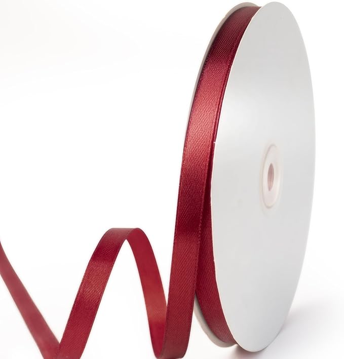 3/8" x 100 Yards Satin Ribbon - Scarlet Silk Ribbon with Spool - Ideal for Gift Wrapping, Floral Bouquets, Crafts, Wedding Party Decorations, Christmas and Sewing Projects