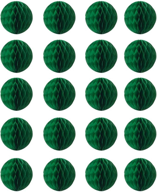 20pcs Honeycomb Decoration Paper Flower Balls Tissue Paper Pom Poms for Birthday Wedding Home Decor (6inch, Dark Green)