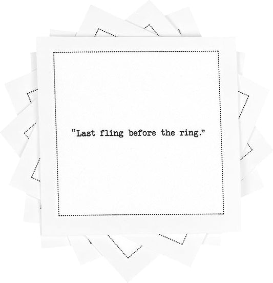Five Star Napkins Bachelorette Quotes, White Cotton Cocktail Napkins, Beverage Napkins, Bar Napkins, Cloth Napkins, Party Napkins, Events, Holidays, Weddings, Birthdays, Disposable, 4.5" x 4.5"- (50x)