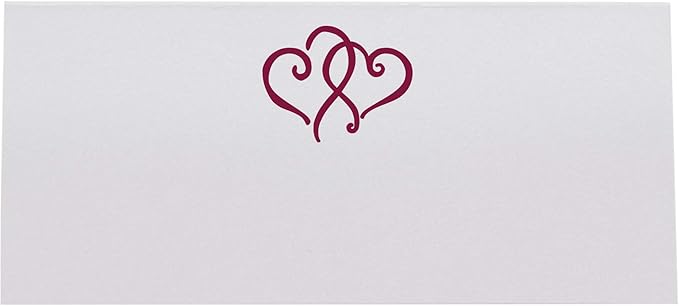 Linked Hearts Place Cards, Burgundy (Choose Color), Set of 60, Pre-cut and Scored - Wedding, Party, Dinner, and Special Events - Made in the USA