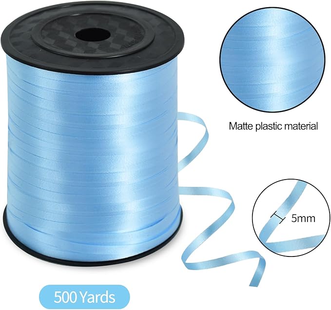 TONIFUL 500 Yards Curling Ribbon-Balloon Ribbon-Balloon String for Art&Craft Decor,Gift Wrapping,Ribbons and Bows for Christmas New Year Birthday Gifts Graduation Supplies (Light Blue)