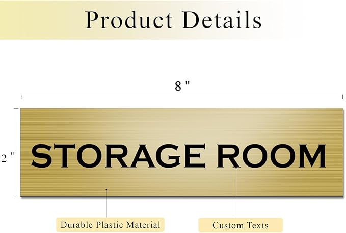 Custom Office Engraved Name Plate for Door or Wall Sign, Personalized Door Name Plate for Office with Adhesive, Laser Engraving, 10 Colors Available, 3 Styles (2" x 8")