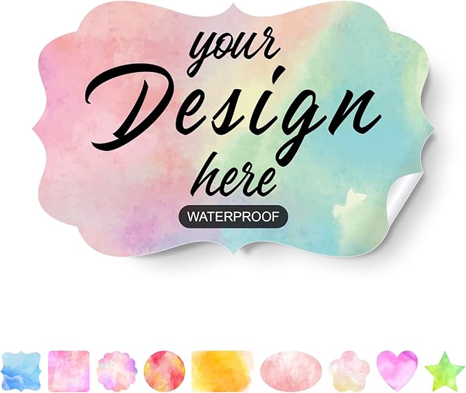 Custom Personalized Labels - Any Design Image Logo Text, Business Logo, Thank You Stickers, 100 Labels (Fancy Frame, 3"x2")