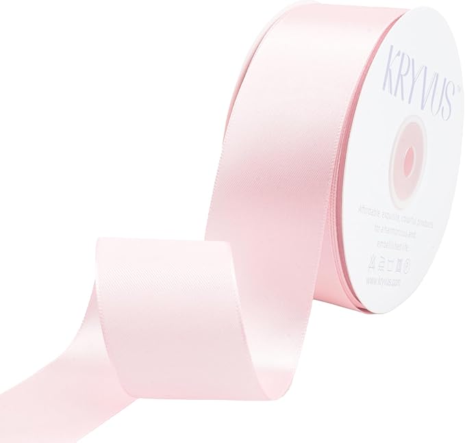 Baby Pink Satin Ribbon 1-1/2 inch X Continuous 50 Yards, Single Face Polyester Ribbon Perfect for Gift Wrapping, Flower Bouquet, Wedding Decor, Crafts, Bow Making, Sewing and More