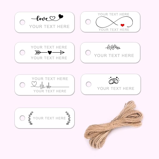 Custom 2x0.68inch 100pack Gift Tags with Strings,Personalized Thank You Tags Party Decoration Paper Gift Labels for Birthday Wedding Favor Baby Shower Floral Hang Tag Hangtag