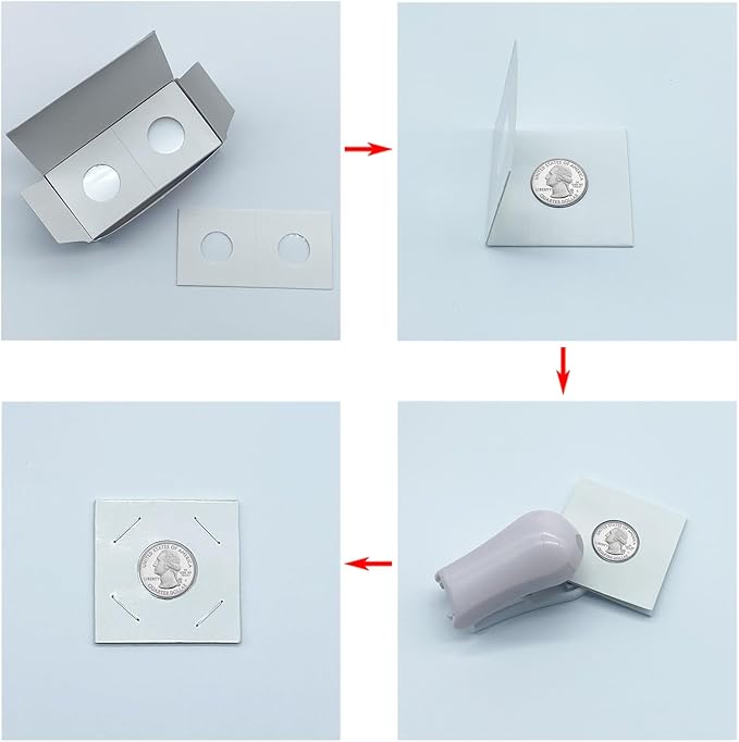 200 PCS Premium Cardboard Coin Flips 2 x 2 inch Coin Collection Supplies for Half Dollar, Mylar Coin Flips Coin Holders for Collectors (Half Dollar Coin Flips)