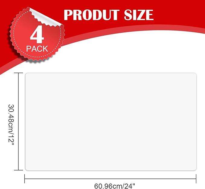 Blank Car Magnets, 24" x 12", 4 Pack Car Door Magnets Signs for Vehicle, Rounded Corners Blank White Flexible Magnet Sheet Stickers for Car to Advertise Business and Personalized Decal