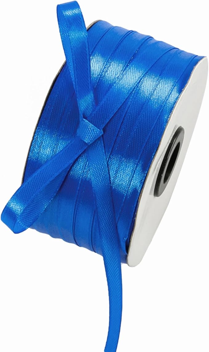 1/4" x 230 Yards Royal Blue Satin Ribbon Single Faced Bulk Fabric Ribbons for Gift Wrapping, Crafting and DIY Projects, Hair Accessories, Tiny Bows