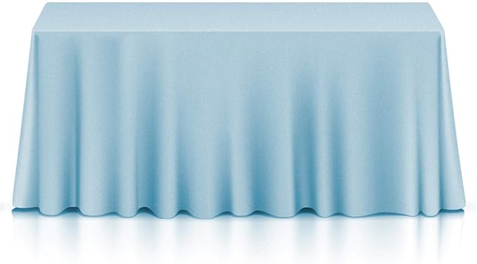 Lann's Linens - 10 Premium 90" x 132" Tablecloths for Wedding/Banquet/Restaurant - Rectangular Polyester Fabric Table Cloths - Baby Blue