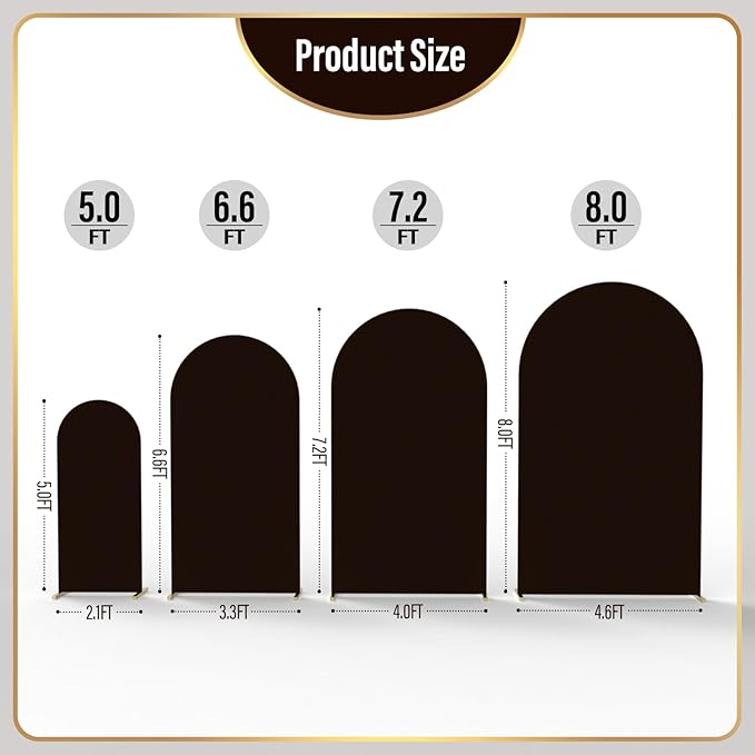 LEBENGURU Upgraded 7.2FT Wedding Arch Cover, Brown Spandex Fitted Arch Backdrop Cover, Round Top Chiara Stand Covers for Birthday Party Baby Shower Banquet Balloon Décor