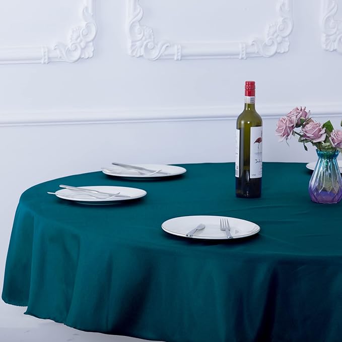Ascoza 2pack 90 Inch Peacock Blue Round Tablecloth in Washable Polyester Fabric for Wedding/Banquet/Restaurant/Parties…