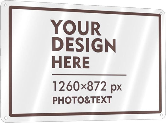 Custom Outdoor Metal Sign - Personalized Aluminum Signs for Office, Home, Business, Decor, Custom Road Signs, Rust-Proof, Brown Text Box, 12x8 Inches