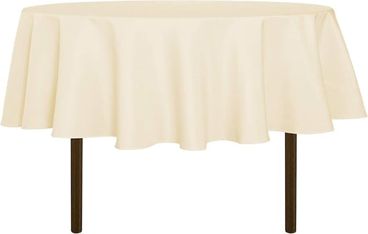 sancua Round Tablecloth - 80 Inch - Water Resistant Spill Proof Washable Polyester Table Cloth Decorative Fabric Table Cover for Dining Tables, Buffet Parties and Camping, Beige
