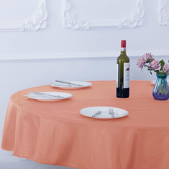 Ascoza 2pack 90 Inch Dusty Pink Round Tablecloth in Washable Polyester Fabric for Wedding/Banquet/Restaurant/Parties