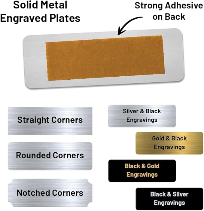 Custom Engraved Name Plates with Adhesive, Made in The USA, Peronalized Pet Urn, Memorial Plaque, Picture Frame, Art Tag, Flag case (Black Plate/Silver Text, 2x4 Inch)