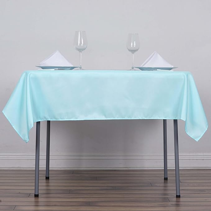 Efavormart 54x54 Light Blue Wholesale Linens Seamless Polyester Square Linen Tablecloth for Wedding Banquet Party Restaurant