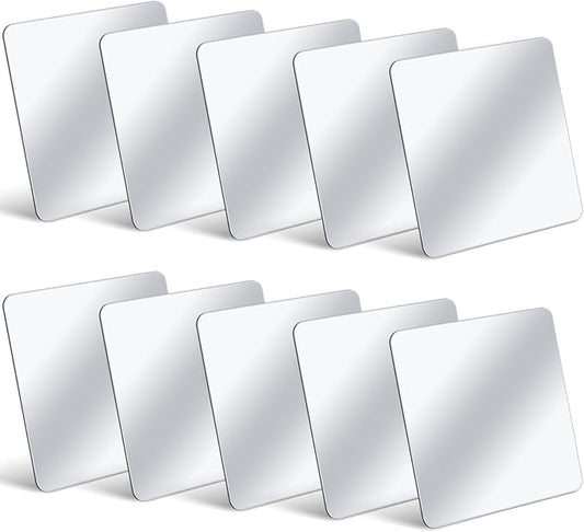 Dandat 10 Pcs Small Mirrors for Kids 6 x 6 Inch Square Shatter Proof Reflector Toddler Glass Plastic Reflector for Classroom DIY Craft Preschool Facial Expression (Classic Colors)