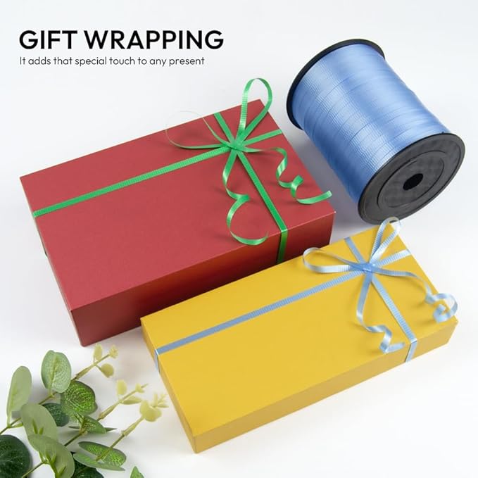 KMER LIFE Golden Crimped Curling Ribbon, 1/5" Wide x 500 Yards Christmas Curling Ribbons for Gift Wrapping, Party Decoration, Balloon String, Crafting, Balloon Ribbons for Florist Flower (1 Roll)