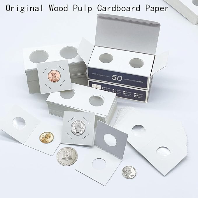 200 PCS Premium Cardboard Coin Flips 2 x 2 inch Coin Collection Supplies for Small Dollar, Mylar Coin Flips Coin Holders for Collectors (Small Dollar Coin Flips)