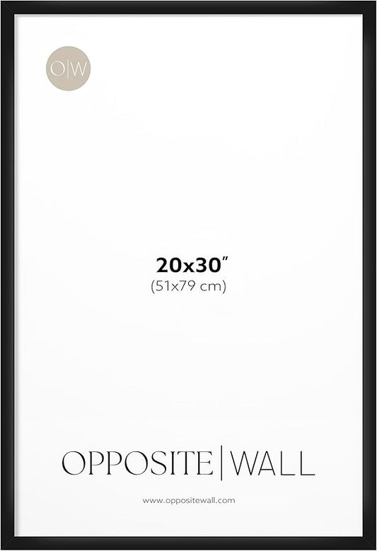 Opposite Wall - 20x30 in - Black Picture Frame - Lightweight, Versatile & Shatterproof - Wall Hanging Photo or Poster Frame - Wall Decor for Office, Gallery & Home, 51x76 cm