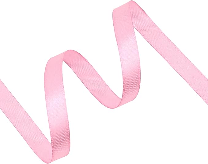 Rose Pink Satin Ribbon 3/8 inch X Continuous 100 Yards, Single Face Polyester Ribbon Perfect for Gift Wrapping, Flower Bouquet, Wedding Decor, Crafts, Bow Making, Sewing and More