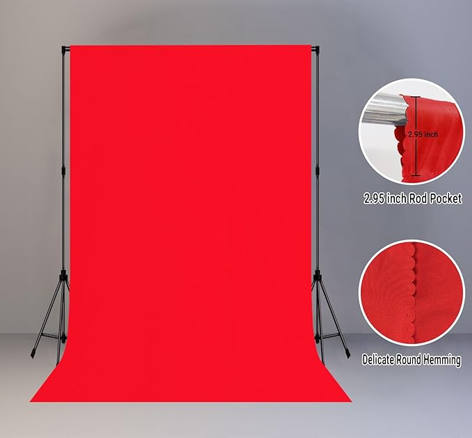6x9FT Solid Red Screen Backdrop Background for Photography, Photo Backdrop Photoshoot Props