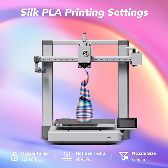 AMOLEN Silk PLA 3D Printer Filament, Shiny Multicolor Rainbow PLA Filament 1.75mm, Fast Color Change PLA 3D Printing Filament for Most FDM 3D Printer, 1kg (2.2lbs), Blue Pink YellowGreen