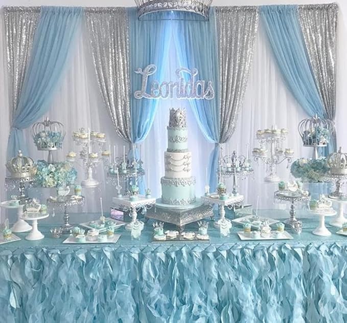Silver Sequin Backdrop 2 Panels 2FTx8FT Christmas Party Backdrop Curtains Glitter Photo Background for Wedding Baby Shower Stage Decorations