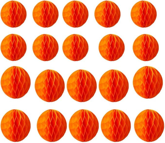 20pcs Honeycomb Flower Balls Party Honeycomb Balls Decoration Paper Flower Balls Tissue Paper Flower Ball Pom Poms Ball for Birthday Wedding Home Decor (3inch+6inch, Orange)